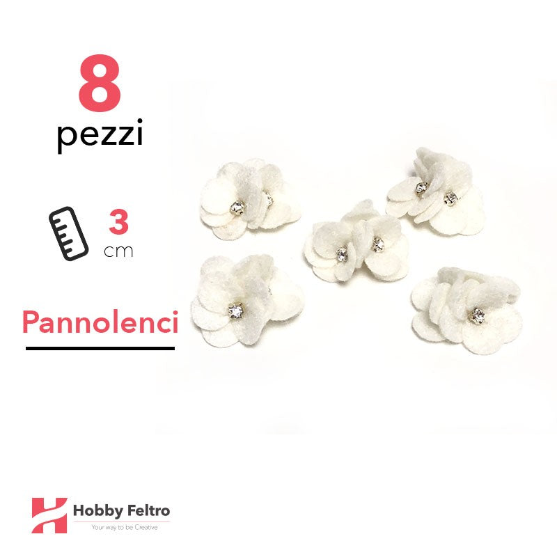 Acquista online fiocchetti Strass in pannolenci di color Bianco. Fiocchetti in pannolenci, perfetti per decorazioni.