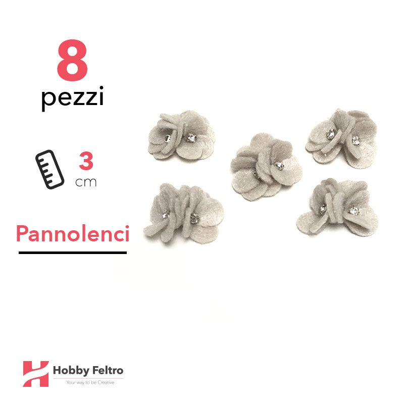 Acquista online fiocchetti Strass in pannolenci di color Grigio Chiaro. Fiocchetti in pannolenci, perfetti per decorazioni.