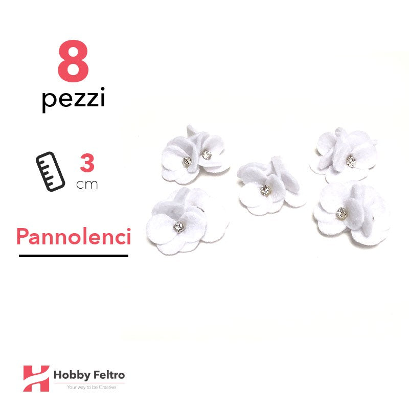 Acquista online fiocchetti Strass in pannolenci di color Bianco. Fiocchetti in pannolenci, perfetti per decorazioni.
