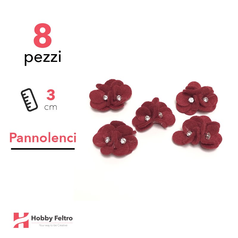 Acquista online fiocchetti Strass in pannolenci di color Rosso. Fiocchetti in pannolenci, perfetti per decorazioni.