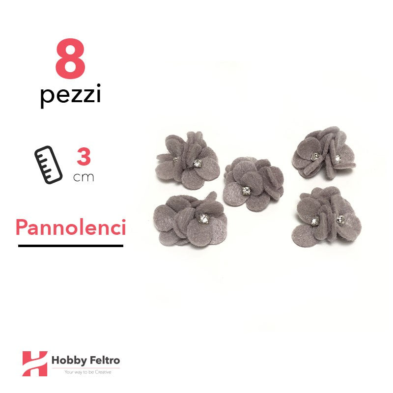 Acquista online fiocchetti Strass in pannolenci di color Grigio. Fiocchetti in pannolenci, perfetti per decorazioni.