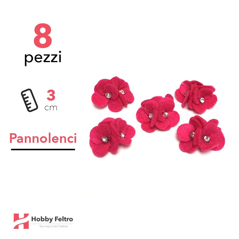 Acquista online fiocchetti Strass in pannolenci di color Fucsia. Fiocchetti in pannolenci, perfetti per decorazioni.