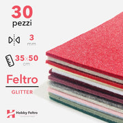 Kit Risparmio Feltro Glitter 35x50cm 3mm 30 pezzi