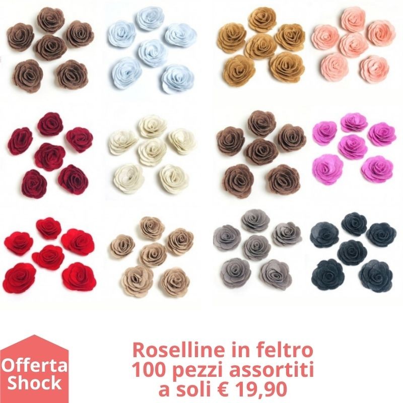Kit Roselline in Feltro colorate Offerta 100 Pezzi assortiti