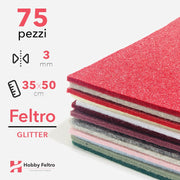 Kit Risparmio Feltro Glitter 35x50cm 3mm 75 pezzi