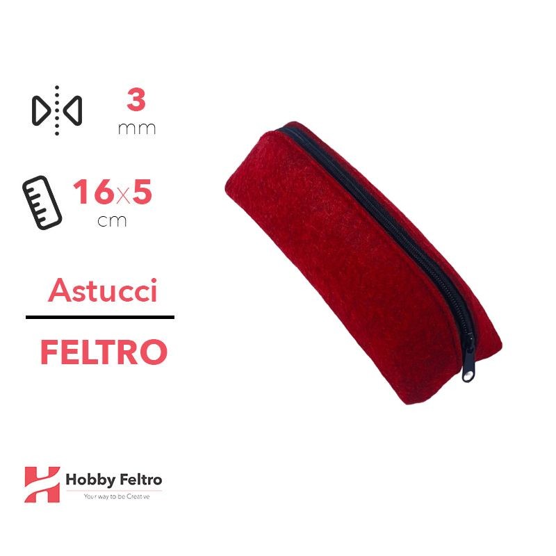Astucci in feltro Rosso Mèlange 3mm 16x5cm COD.76