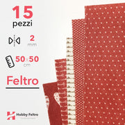 Kit Risparmio Feltro Stampato Fantasia 50x50cm 2mm 15 pezzi