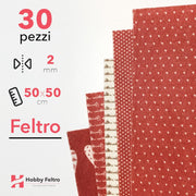 Kit Risparmio Feltro Stampato Fantasia 50x50cm 2mm 30 pezzi