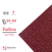 Feltro Glitterato cuoricino Bordeaux 3mm 35x50cm COD.VINE1