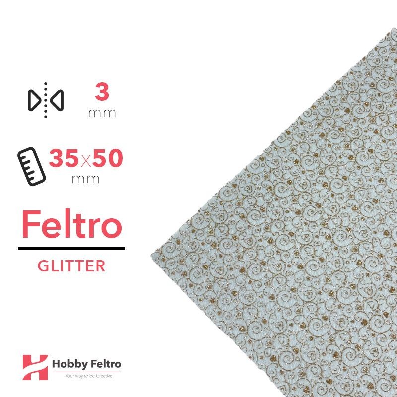 Feltro Glitterato cuoricino Bianco 3mm 35x50cm COD.VINE3