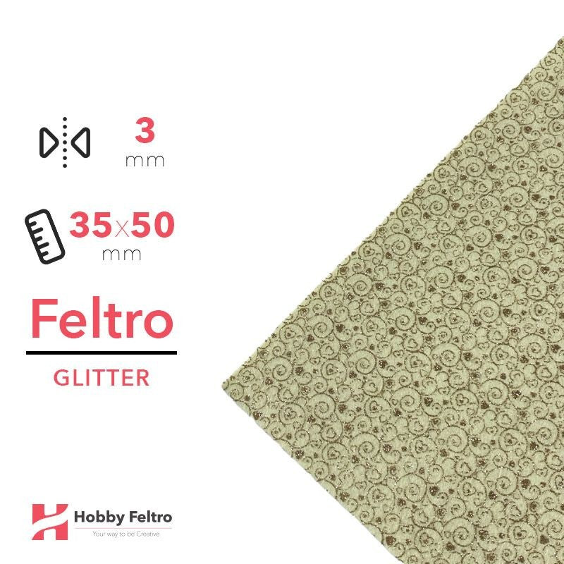 Feltro Glitterato cuoricino Avorio 3mm 35x50cm COD.VINE4