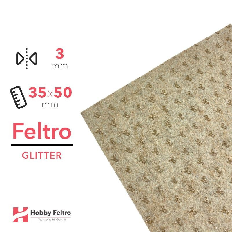 Feltro Glitterato fiocchetti Sabbia 3mm 35x50cm COD.RIBBON5
