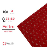 Feltro Glitterato fiocchetti Rosso 3mm 35x50cm COD.RIBBON2