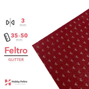 Feltro Glitterato fiocchetti Bordeaux 3mm 35x50cm COD.RIBBON1