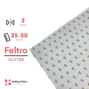 Feltro Glitterato fiocchetti Bianco 3mm 35x50cm COD.RIBBON3