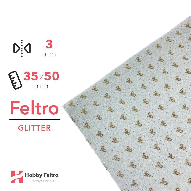 Feltro Glitterato fiocchetti Bianco 3mm 35x50cm COD.RIBBON3