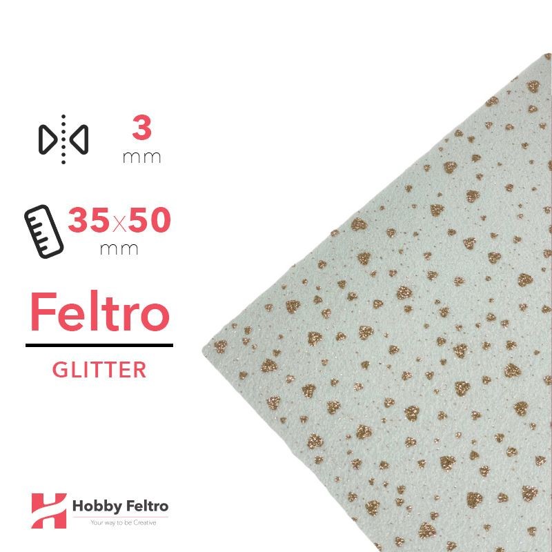 Feltro Glitterato cuori Bianco 3mm 35x50cm COD.HEARTH3