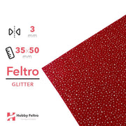 Feltro Glitterato Pois Rosso 3mm 35x50cm COD.DOT2