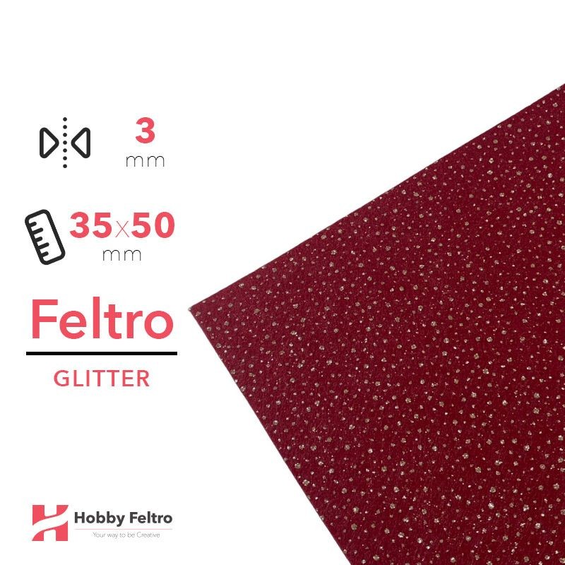 Feltro Glitterato Pois Bordeaux 3mm 35x50cm COD.DOT1
