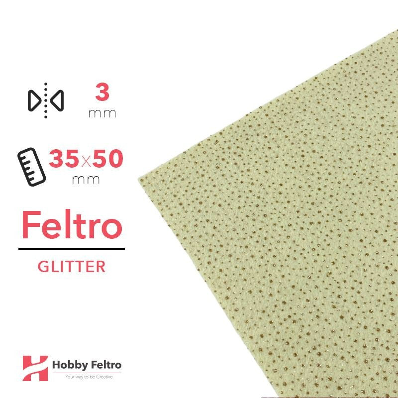 Feltro Glitterato Pois Avorio 3mm 35x50cm COD.DOT4