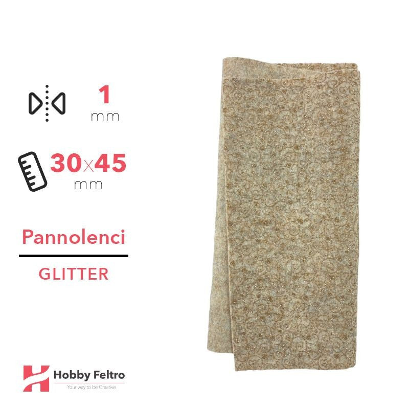 Pannolenci Glitter cuoricini Sabbia 30x45cm 1mm COD.VINE5
