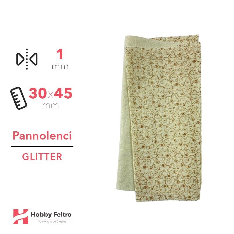 Pannolenci Glitter cuoricini Avorio 30x45cm 1mm COD.VINE4