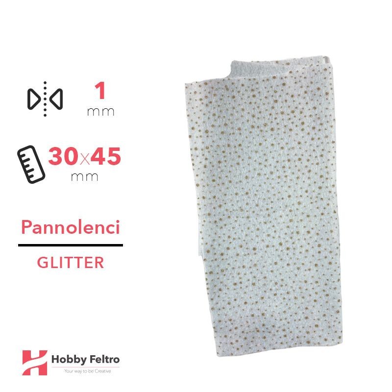 Pannolenci Glitter pois Bianco 30x45cm 1mm COD.DOT3