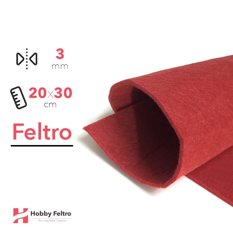 Feltro 20x30cm 3mm Rosso Acceso COD.03