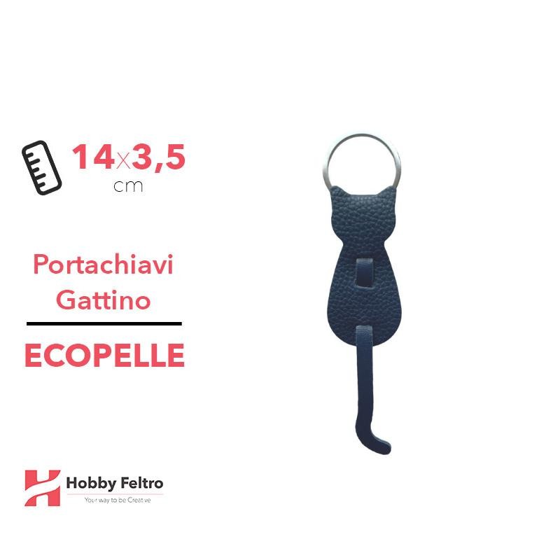 Portachiavi Gattino Ecopelle Blu Notte COD.6