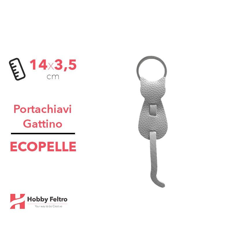 Portachiavi Gattino Ecopelle Grigio COD.27