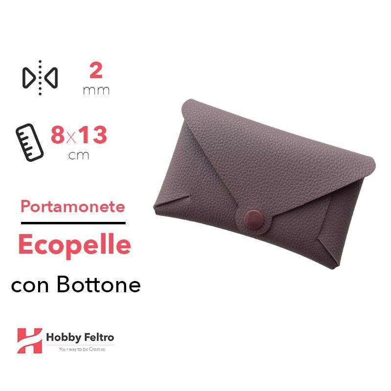 Portamonete con Bottone Ecopelle Antico Scuro COD.61