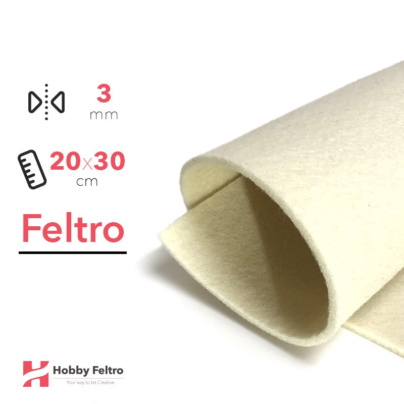 Feltro 20x30cm 3mm Bianco Crema COD.41