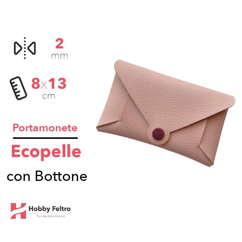 Portamonete con Bottone Ecopelle Cipria COD.29