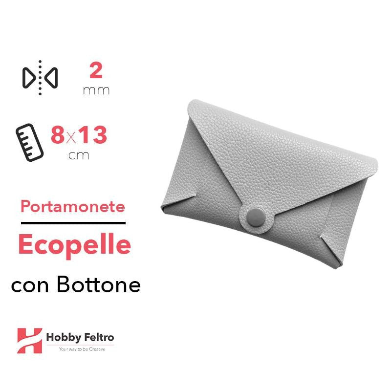 Portamonete con Bottone Ecopelle Grigio COD.27