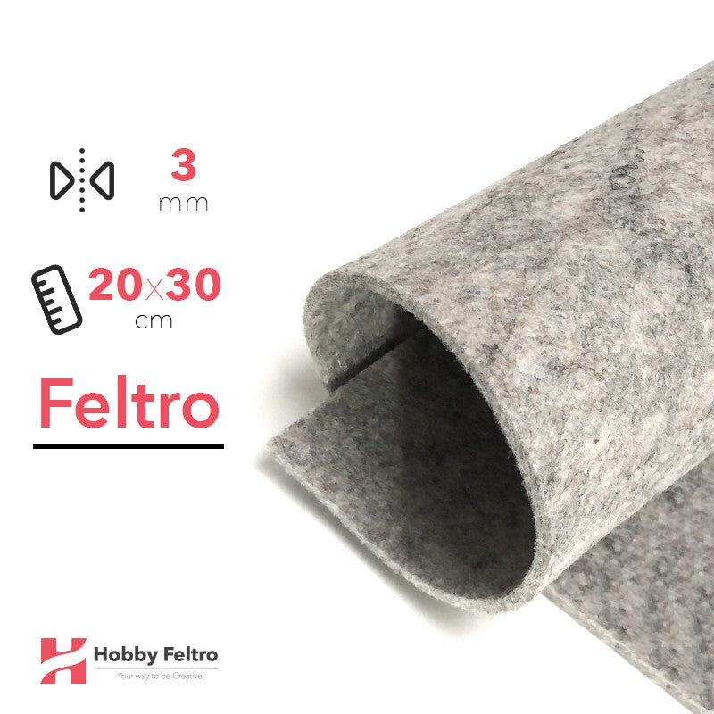 Feltro 20x30cm 3mm Grigio Scuro Lana COD.49