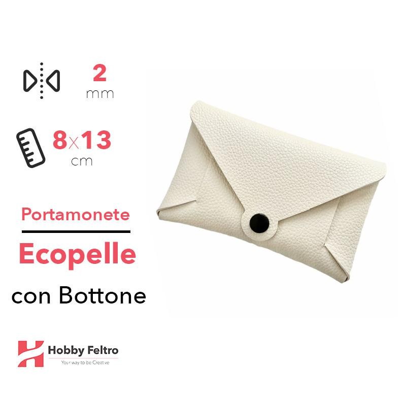 Portamonete con Bottone Ecopelle Panna COD.56