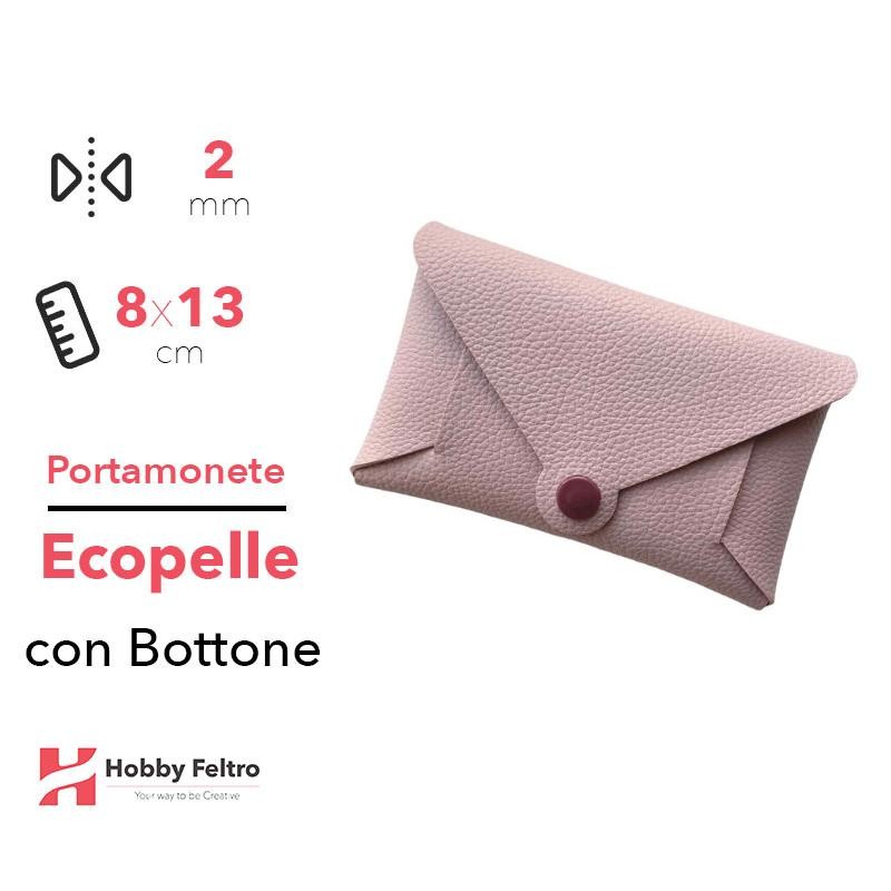 Portamonete con Bottone Ecopelle Rosa Antico COD.51