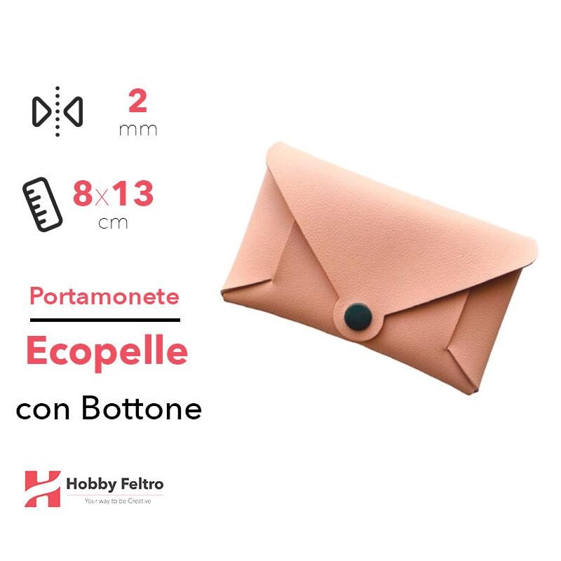 Portamonete con Bottone Ecopelle Salmone Chiaro COD.94
