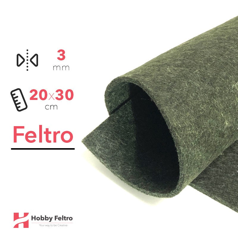 Feltro 20x30cm 3mm Nero Verde Lanato COD.60