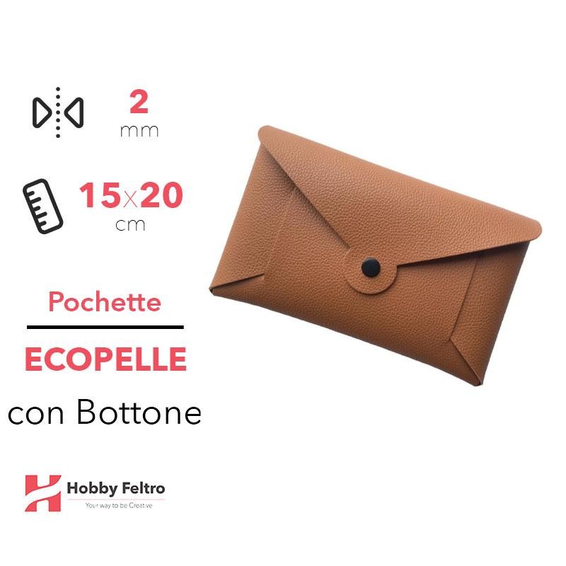 Pochette con Bottone Ecopelle Cuoio COD.49