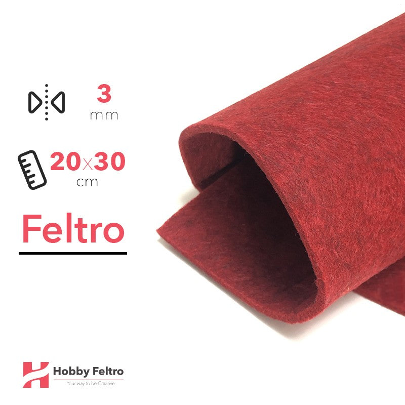 Feltro 20x30cm 3mm Rosso Carminio COD.76