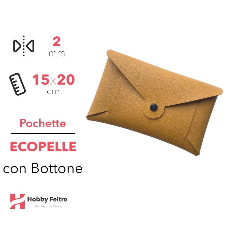 Pochette con Bottone Ecopelle Giallo Ocra COD.48