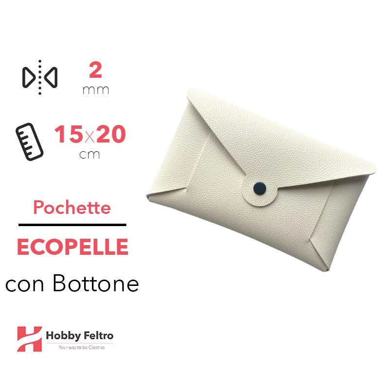 Pochette con Bottone Ecopelle Panna COD.56