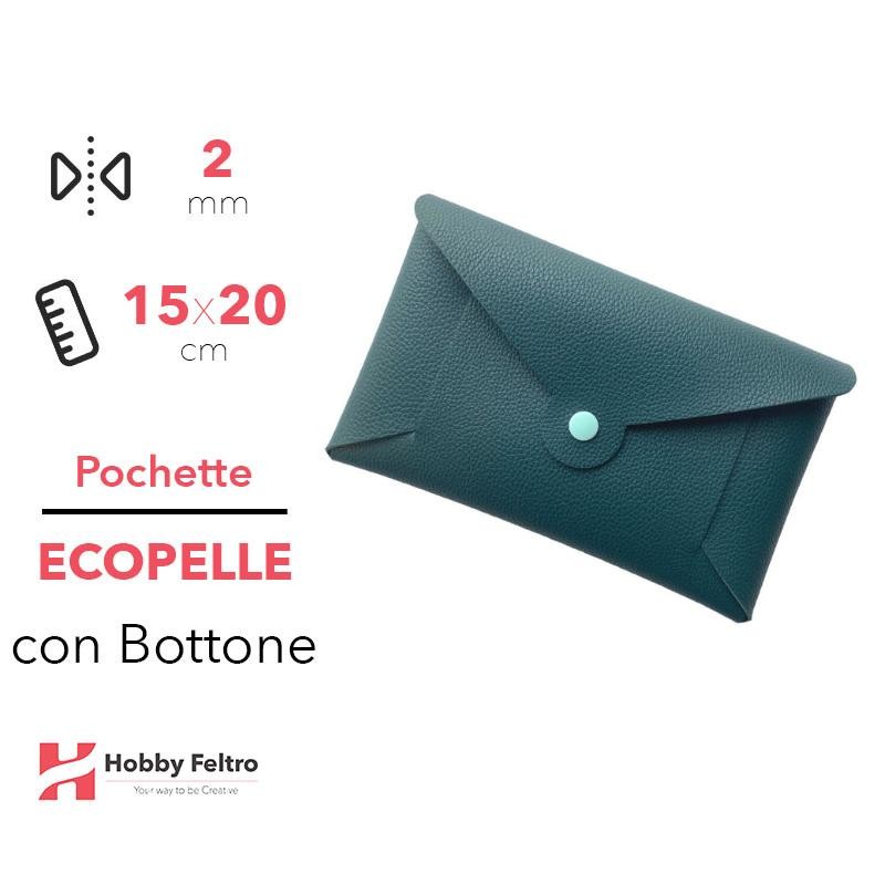 Pochette con Bottone Ecopelle Petrolio COD.46