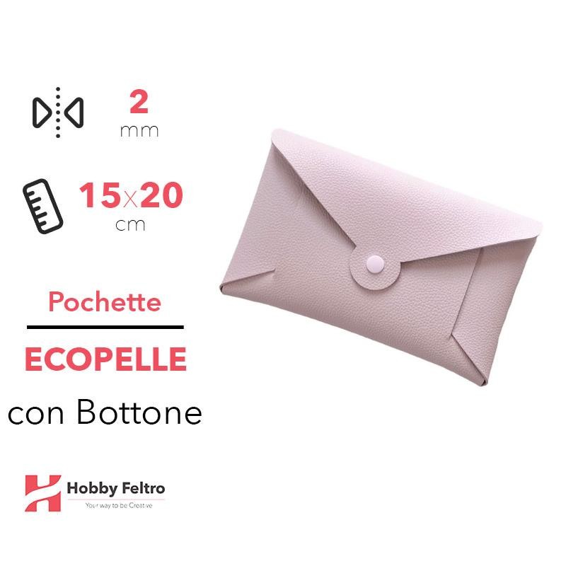 Pochette con Bottone Ecopelle Rosa Chiaro COD.35
