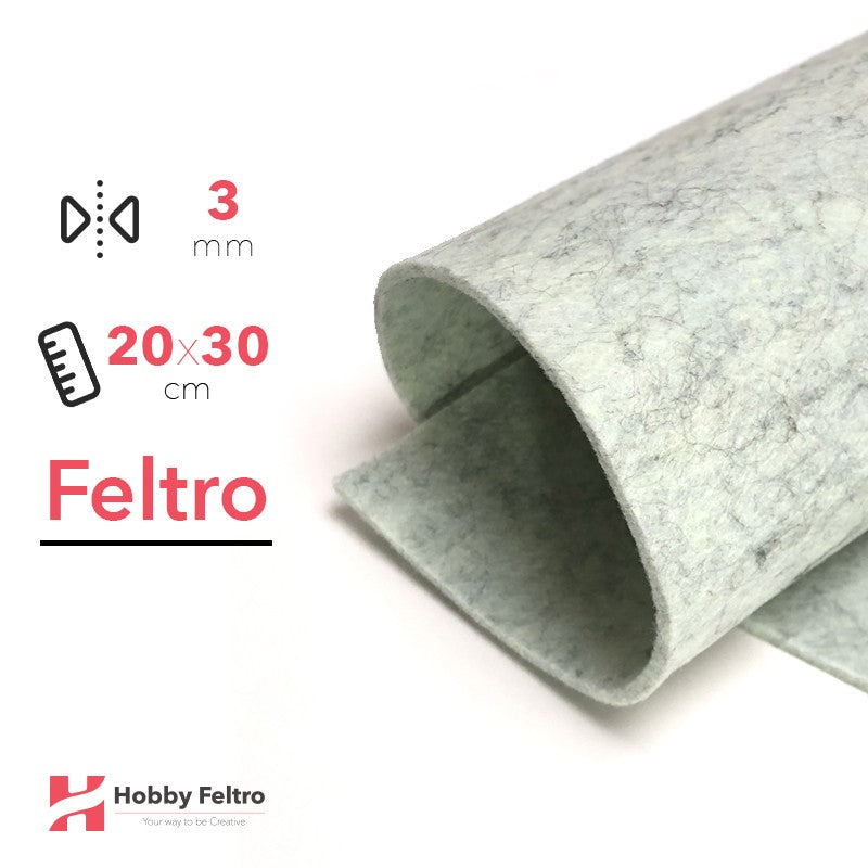 Feltro 20x30cm 3mm Bianco Verde Lanato COD.79