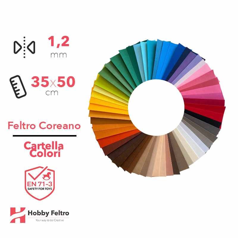 Cartella Colori Feltro Coreano 1,2mm 54 disponibilità