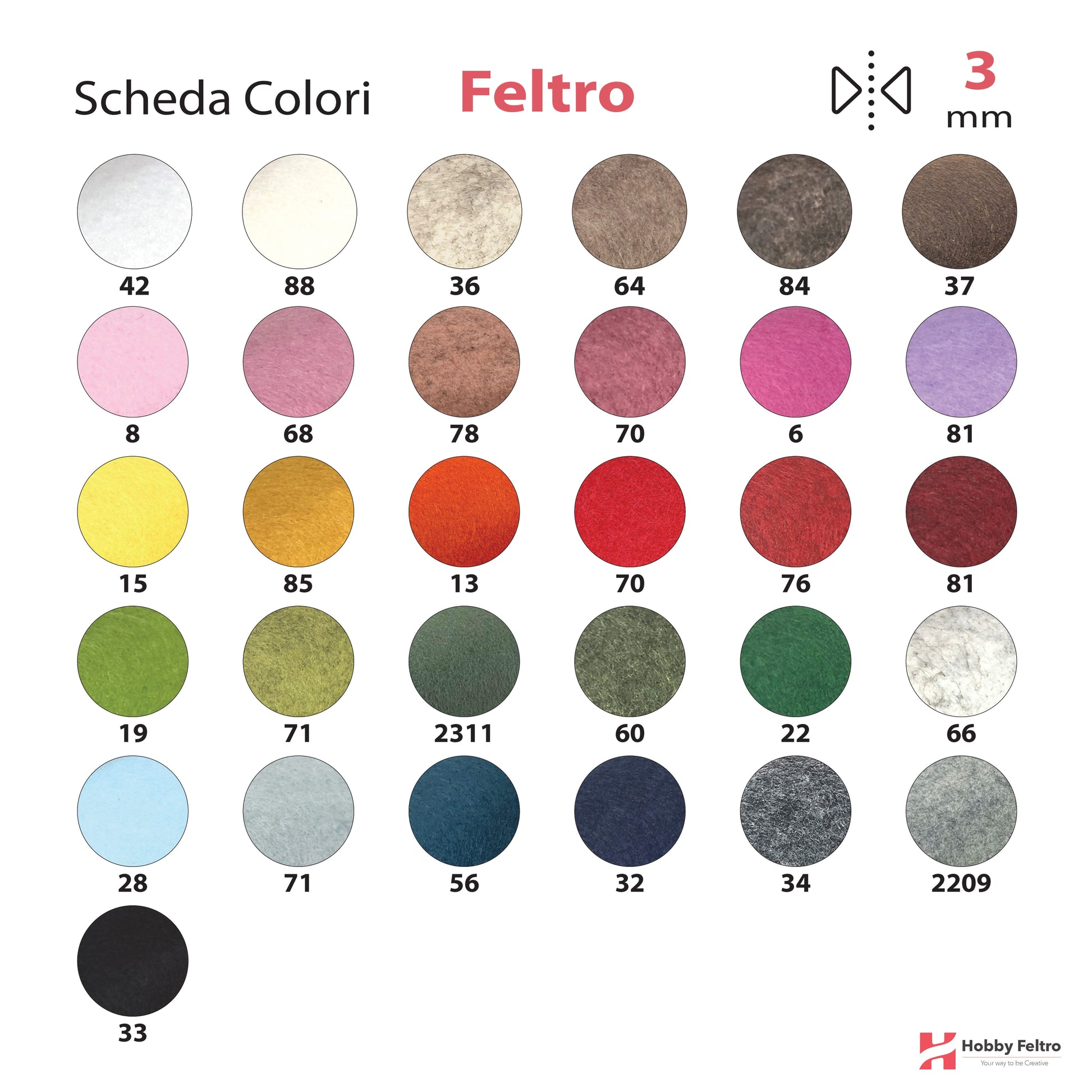 feltro 3mm cartella a colori