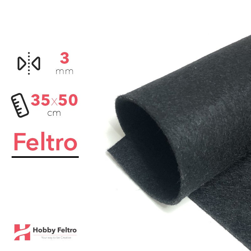 Feltro 35x50cm 3mm Nero Lucido COD.33