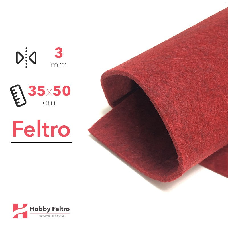 Feltro 35x50cm 3mm Rosso Carminio COD.76
